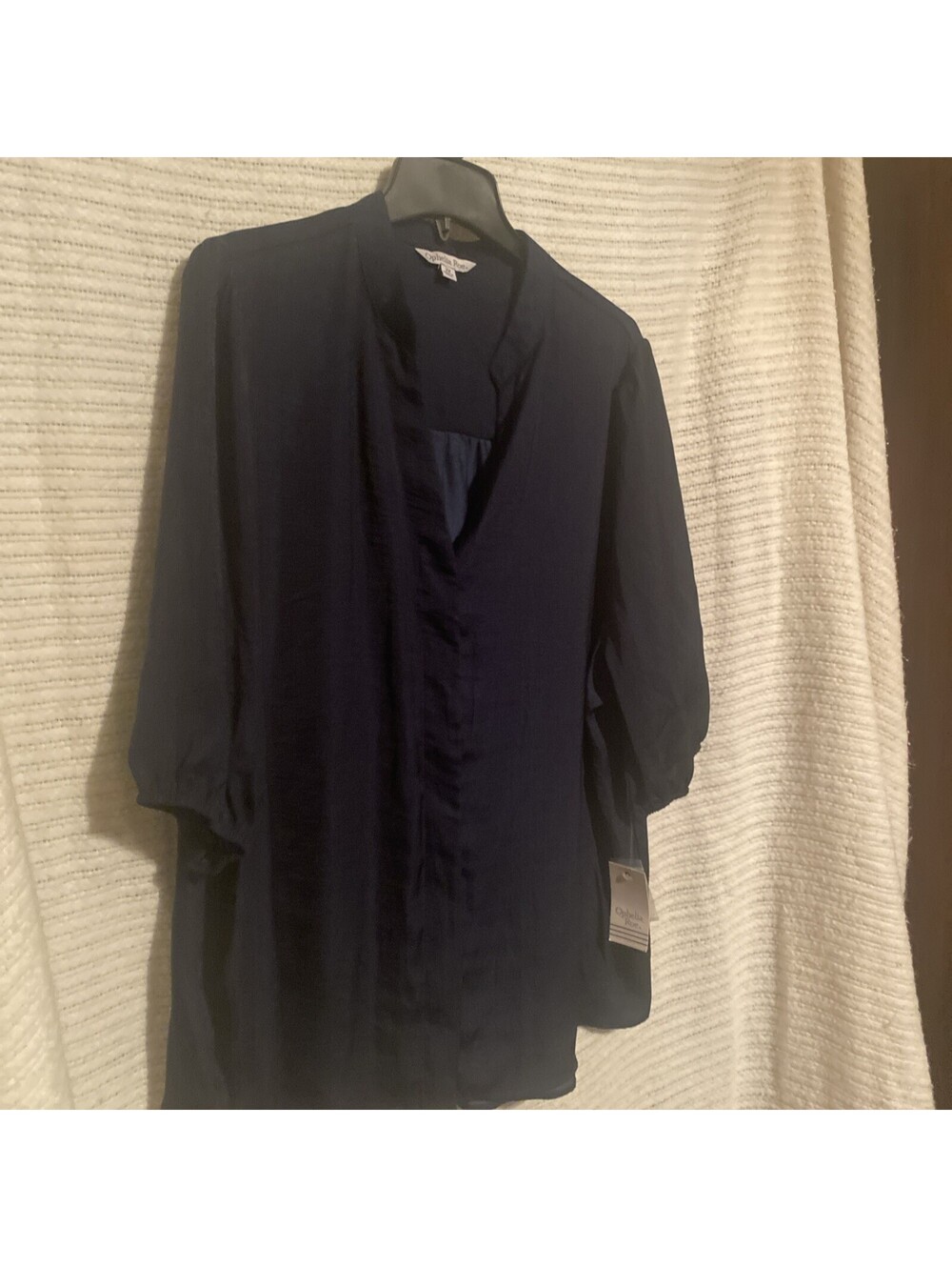 Ophelia Roe Blouse Navy Blue Size 2X. Quiet Luxury Silky